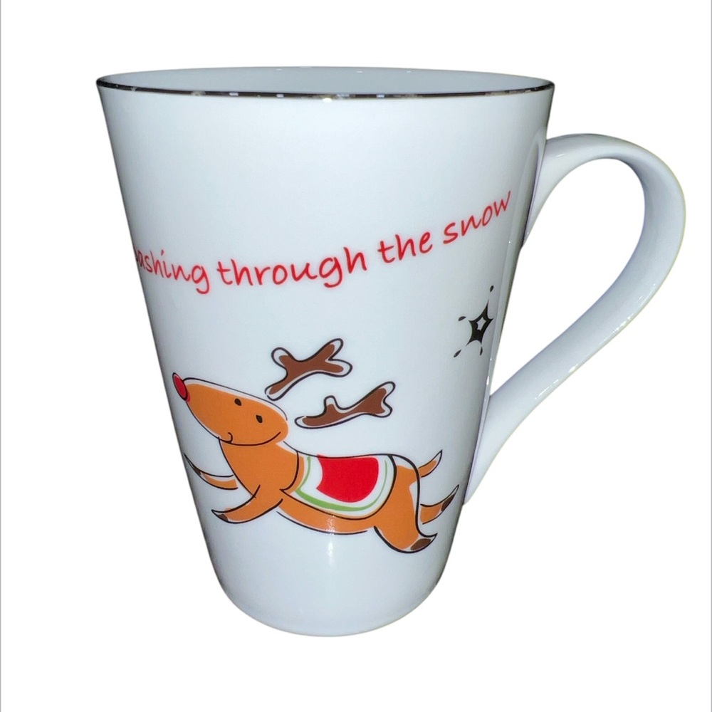 Snowman Studio JCPenney Christmas Coffee Cup Mug  Reindeer Wreath
